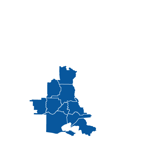 Miles Perret Cancer Services Area Map